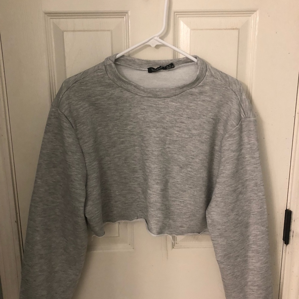 gray cropped sweatshirt